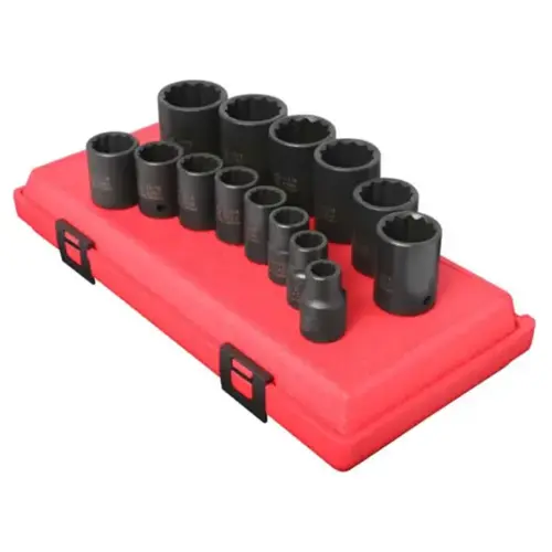 1/2" Dr. SAE 12 Point Impact Socket Set on rail 1/2" Dr. SAE 12 Point Impact Socket Set on rail