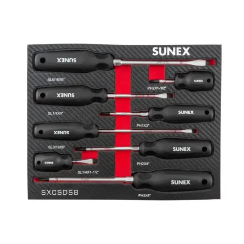 Phillips & Slotted Magnetic 8 Piece Screwdriver Set in EVA Foam Phillips & Slotted Magnetic 8 Piece Screwdriver Set in EVA Foam