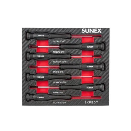 Precision Phillips & Slotted 7 Piece Screwdriver Set in EVA Foam Precision Phillips & Slotted 7 Piece Screwdriver Set in EVA Foam