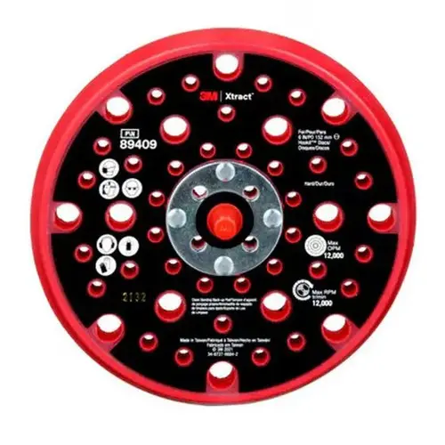 3M Xtract Back-up Pad, 89409, 6 in, Hard, Red, 10 ea/Case 3M Xtract Back-up Pad, 89409, 6 in, Hard, Red, 10 ea/Case