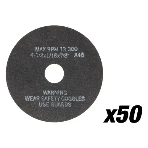 4-1/2" Cut-Off Wheels, 4-1/2" x 1/16" x 7/8", 50 per Box 4-1/2" Cut-Off Wheels, 4-1/2" x 1/16" x 7/8", 50 per Box