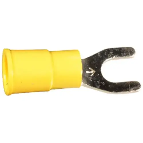 VINYL INSULATED SPADE TERMINAL - 12-10 GA., #8 - #10 STUD SIZE VINYL INSULATED SPADE TERMINAL - 12-10 GA., #8 - #10 STUD SIZE