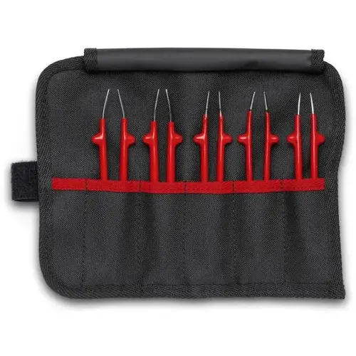 5 Pc Stainless Steel Tweezer Set in a Tool Roll-1000V, 7 1/2" 5 Pc Stainless Steel Tweezer Set in a Tool Roll-1000V, 7 1/2"