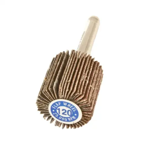 Forney 71696 Flap Wheel, Shank Mounted, 1 in x 1 in, Grit: 120 Forney 71696 Flap Wheel, Shank Mounted, 1 in x 1 in, Grit: 120