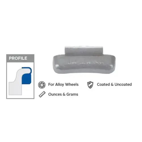 1.5 oz Lead Coated Clip-on MCN Yellow Series Wheel Weight (Box of 25) 1.5 oz Lead Coated Clip-on MCN Yellow Series Wheel Weight (Box of 25)
