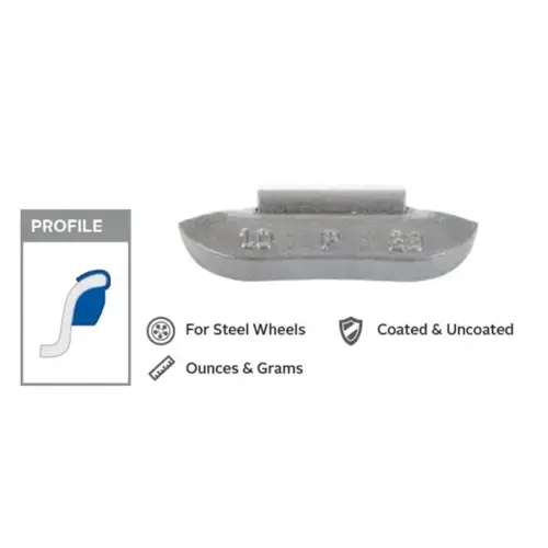 0.5 oz Lead Uncoated Clip-on P Black Series Wheel Weight (Box of 50) 0.5 oz Lead Uncoated Clip-on P Black Series Wheel Weight (Box of 50)