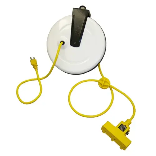 COMMERCIAL POWER SUPPLY REEL, TRIPLE OUTLET, 30 ft 16/3 SJT 10AMP COMMERCIAL POWER SUPPLY REEL, TRIPLE OUTLET, 30 ft 16/3 SJT 10AMP