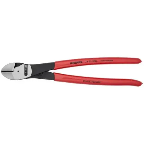 High Leverage 12 degree Angled Diagonal Cutters, 10", Plastic Coating High Leverage 12 degree Angled Diagonal Cutters, 10", Plastic Coating