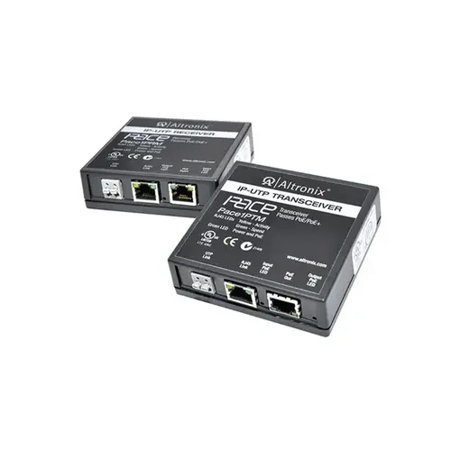 IP and PoE+ Over Extended Distance UTP or CAT5e Pace1PRM Receiver and Pace1PTM Transceiver Kit, Powered by Midspan or Endspan, up to 500m Distance IP and PoE+ Over Extended Distance UTP or CAT5e Pace1PRM Receiver and Pace1PTM Transceiver Kit, Powered by Midspan or Endspan, up to 500m Distance