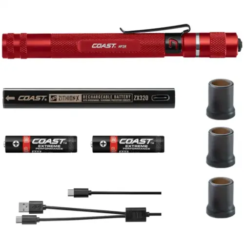 HP3R 500 Lumen Rechargeable Penlight with Twist Focus - Red HP3R 500 Lumen Rechargeable Penlight with Twist Focus - Red