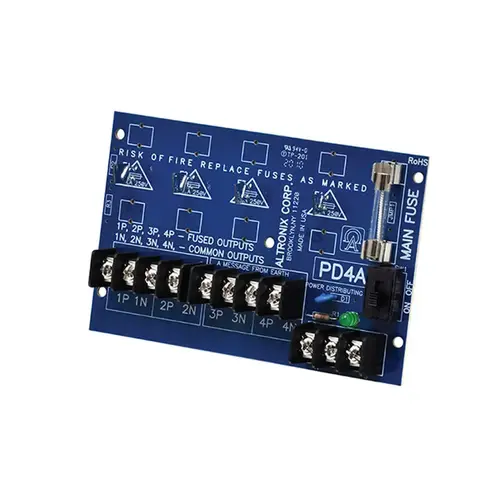 Power Distribution Module, 12/24VDC up to 10A Input, 4 PTC Outputs up to 28VAC/DC Power Distribution Module, 12/24VDC up to 10A Input, 4 PTC Outputs up to 28VAC/DC