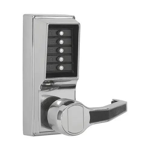 L1000 Series Mechanical Pushbutton Cylindrical Lever Lock, Bright Polished Chrome L1000 Series Mechanical Pushbutton Cylindrical Lever Lock, Bright Polished Chrome