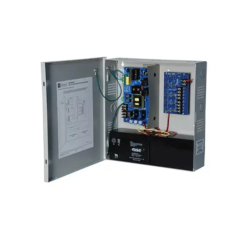 Supervised Power Supply/Charger, 115VAC 60Hz at 2.7A Input, 4 Fuse Protected 24VDC at 3.5A Outputs, 10A Max Output, Grey Enclosure Supervised Power Supply/Charger, 115VAC 60Hz at 2.7A Input, 4 Fuse Protected 24VDC at 3.5A Outputs, 10A Max Output, Grey Enclosure