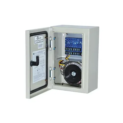 Outdoor CCTV AC Power Supply, 115VAC 50/60Hz at 2.7A Input, 8 Fuse Protected Outputs 24VAC at 12.5A or 28VAC at 10A, Grey Enclosure Outdoor CCTV AC Power Supply, 115VAC 50/60Hz at 2.7A Input, 8 Fuse Protected Outputs 24VAC at 12.5A or 28VAC at 10A, Grey Enclosure