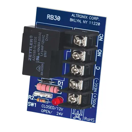 Relay Module, 12/24VDC Operation at 95mA Draw, 30A/28VDC, 120VAC or 277VAC SPDT Contacts Relay Module, 12/24VDC Operation at 95mA Draw, 30A/28VDC, 120VAC or 277VAC SPDT Contacts