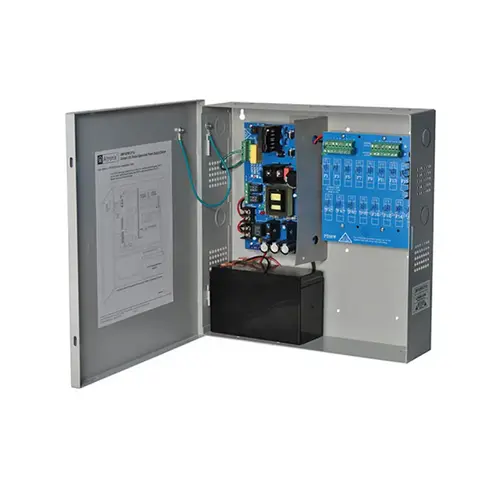 Supervised Power Supply/Charger, 115VAC 60Hz at 1.45A Input, 16 PTC Protected 12VDC at 2.5A Outputs, 10A Max Output, Grey Enclosure Supervised Power Supply/Charger, 115VAC 60Hz at 1.45A Input, 16 PTC Protected 12VDC at 2.5A Outputs, 10A Max Output, Grey Enclosure