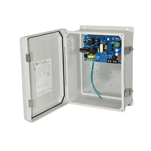 DC Outdoor Power Supply/Charger, 115VAC 60Hz at 1.9A Input, 12/24VDC at 6A Continuous Supply Current, Weather Resistant Grey Enclosure DC Outdoor Power Supply/Charger, 115VAC 60Hz at 1.9A Input, 12/24VDC at 6A Continuous Supply Current, Weather Resistant Grey Enclosure