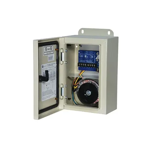 Outdoor CCTV AC Power Supply, 115VAC 50/60Hz at 2.7A Input, 24VAC at 12.5A or 28VAC at 10A Output, Grey Enclosure Outdoor CCTV AC Power Supply, 115VAC 50/60Hz at 2.7A Input, 24VAC at 12.5A or 28VAC at 10A Output, Grey Enclosure