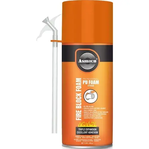 Fire Block Expanding Foam w/ Straw - 12 oz Fire Block Expanding Foam w/ Straw - 12 oz