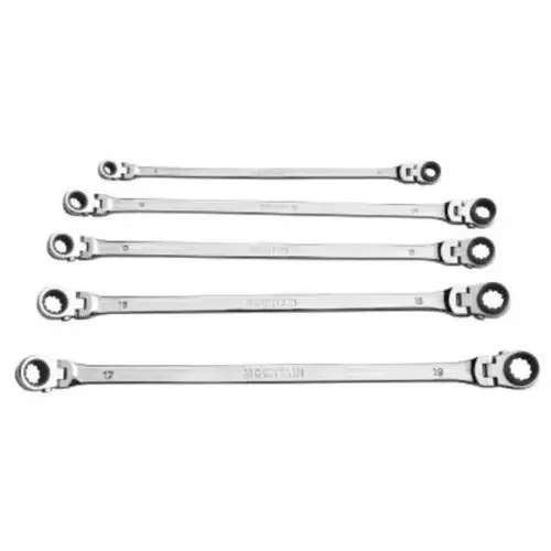 Ratcheting Wrench Set 5 Piece Metric Double Box Universal Spline Reversible 90 T Ratcheting Wrench Set 5 Piece Metric Double Box Universal Spline Reversible 90 T
