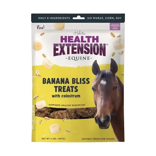Health Extension Banana Bliss w/ Colostrum Equine Treats - 2 lb Bag Health Extension Banana Bliss w/ Colostrum Equine Treats - 2 lb Bag