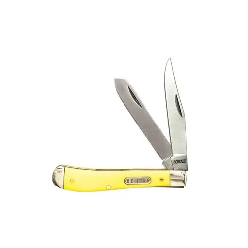 Old Timer Gunstock Trapper Folding Pocket Knifef - Yellow Old Timer Gunstock Trapper Folding Pocket Knifef - Yellow