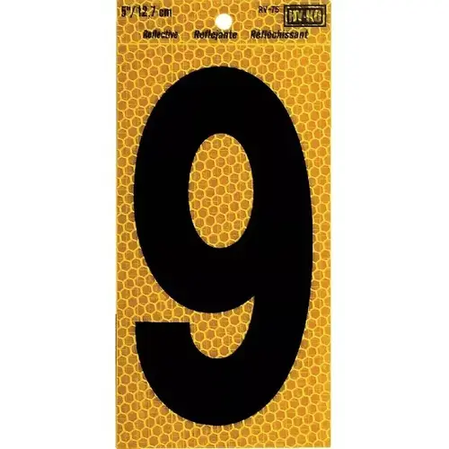 Yellow Reflective Number 9 - 5" Yellow Reflective Number 9 - 5"