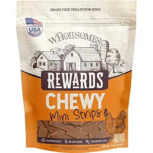 Wholesomes Rewards Chewy Mini Strips Chicken - 7 oz Wholesomes Rewards Chewy Mini Strips Chicken - 7 oz