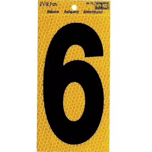 Yellow Reflective Number 6 - 5" Yellow Reflective Number 6 - 5"