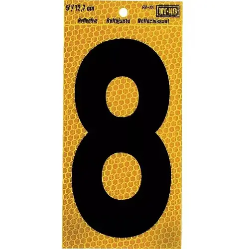 Yellow Reflective Number 8 - 5" Yellow Reflective Number 8 - 5"