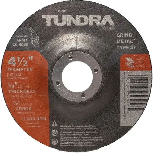 4-1/2" x 1/8" x 7/8" Type 27 (Metal) Abrasive Wheel 4-1/2" x 1/8" x 7/8" Type 27 (Metal) Abrasive Wheel