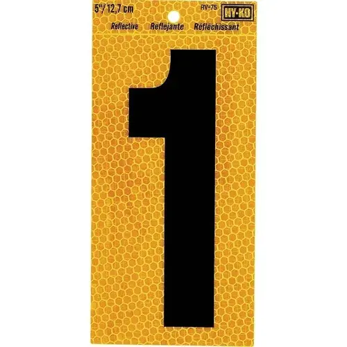 Yellow Reflective Number 1 - 5" Yellow Reflective Number 1 - 5"
