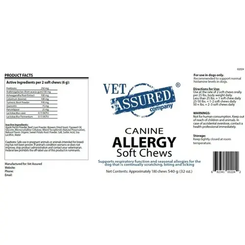 Vet Assured Canine Allergy Soft Chews Vet Assured Canine Allergy Soft Chews