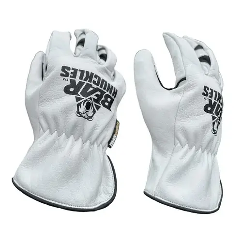 White Cowhide Leather Gloves - M White Cowhide Leather Gloves - M
