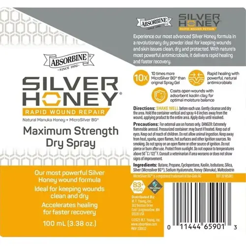 Silver Honey Rapid Skin Relief Maximum Strength Dry Spray 100mL Canister Silver Honey Rapid Skin Relief Maximum Strength Dry Spray 100mL Canister