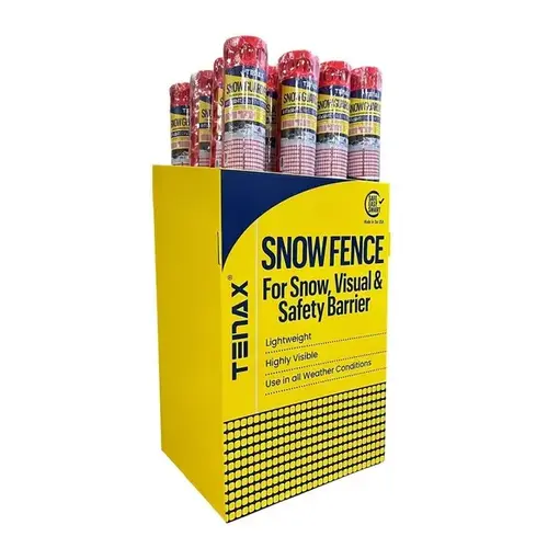 POLY SNOW GUARD FENCE DISPLAY - 48" x 50 ft 16/Rolls POLY SNOW GUARD FENCE DISPLAY - 48" x 50 ft 16/Rolls