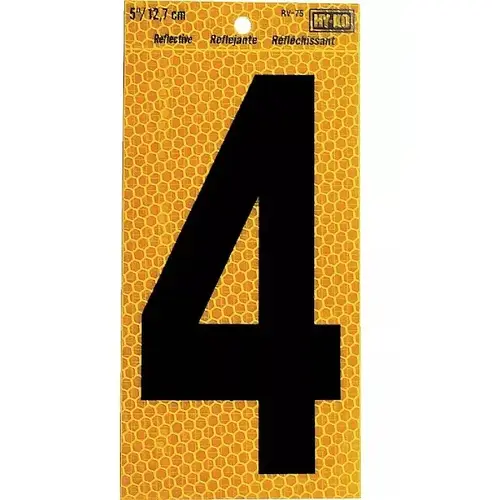 Yellow Reflective Number 4 - 5" Yellow Reflective Number 4 - 5"