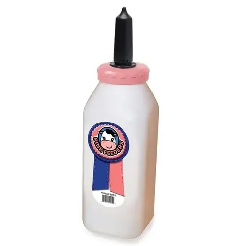 Pink Feeded Square Calf Bottle 2 Qt w/ Cap Complete Pink Feeded Square Calf Bottle 2 Qt w/ Cap Complete