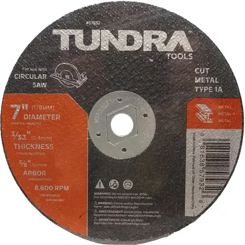 7" x 3/32" x 5/8" Type 1A (Metal) Abrasive Wheel 7" x 3/32" x 5/8" Type 1A (Metal) Abrasive Wheel