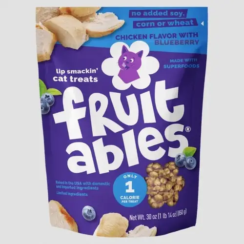 Fruitables Cat Treats Chicken Flavor w/ Blueberry - 30 oz Fruitables Cat Treats Chicken Flavor w/ Blueberry - 30 oz