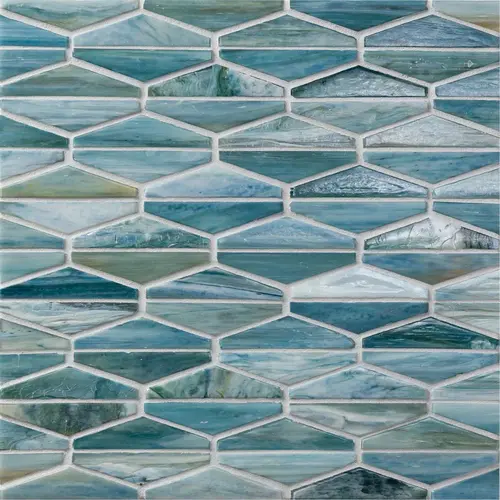 1" x 3" Jaunt Redux Montage Glass Tile Field, Amalfi Mixed Blue 1" x 3" Jaunt Redux Montage Glass Tile Field, Amalfi Mixed Blue