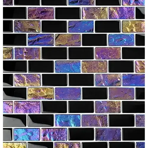 1" x 2" Jarilo Lunar Glass, Glass Mosaic, 11 SQFT/Box Sold By Sheet Black 1" x 2" Jarilo Lunar Glass, Glass Mosaic, 11 SQFT/Box Sold By Sheet Black