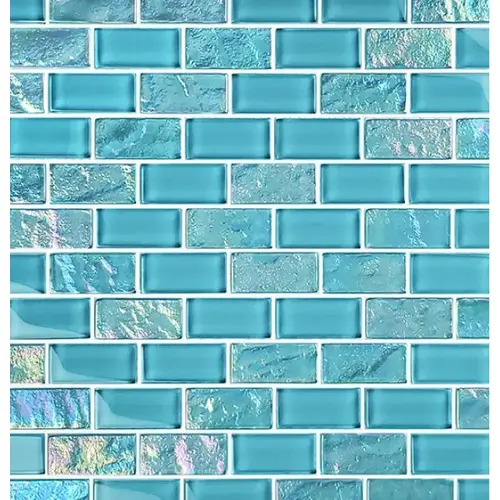 1" x 2" Selene Lunar Glass, Glass Mosaic, 11 SQFT/Box Sold By Sheet Turquoise 1" x 2" Selene Lunar Glass, Glass Mosaic, 11 SQFT/Box Sold By Sheet Turquoise