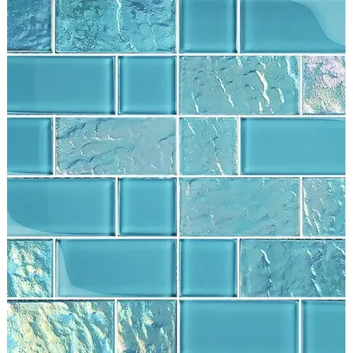 Multi Selene Lunar Glass, Glass Mosaic, 11 SQFT/Box Sold By Sheet Turquoise Multi Selene Lunar Glass, Glass Mosaic, 11 SQFT/Box Sold By Sheet Turquoise