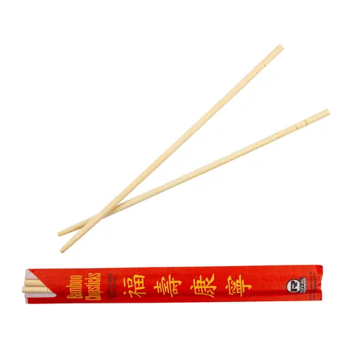 Royal 9 Inch Bamboo Chopsticks In Red Paper Sleeve, 100 Each