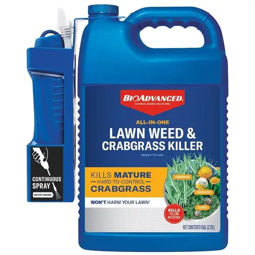 BioAdvanced Ready-To-Use Lawn Weed and Crabgrass Killer, Liquid, Red Brown, 1.3 gal BioAdvanced Ready-To-Use Lawn Weed and Crabgrass Killer, Liquid, Red Brown, 1.3 gal