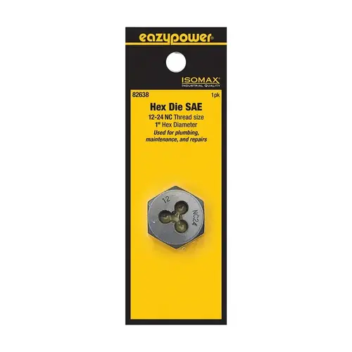 Isomax Fractional Die, #12-24 Thread, NF Thread Isomax Fractional Die, #12-24 Thread, NF Thread