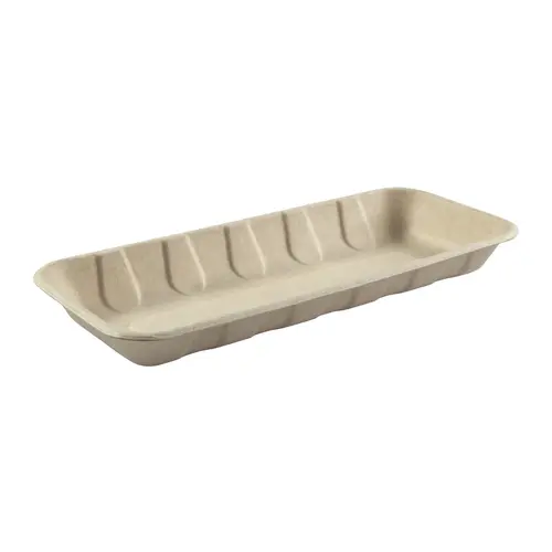 Take-Out Tray Base 10.25X4.38X1 IN Molded Fiber Natural Rectangle - pack of 500 Take-Out Tray Base 10.25X4.38X1 IN Molded Fiber Natural Rectangle - pack of 500