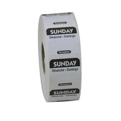 1X1 TRILINGUAL PERMANENT LABELS SUNDAY BLACK 1X1 TRILINGUAL PERMANENT LABELS SUNDAY BLACK