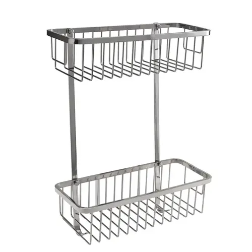 Stainless Steel Double Basket Drilled Shower Caddy - Chrome Stainless Steel Double Basket Drilled Shower Caddy - Chrome